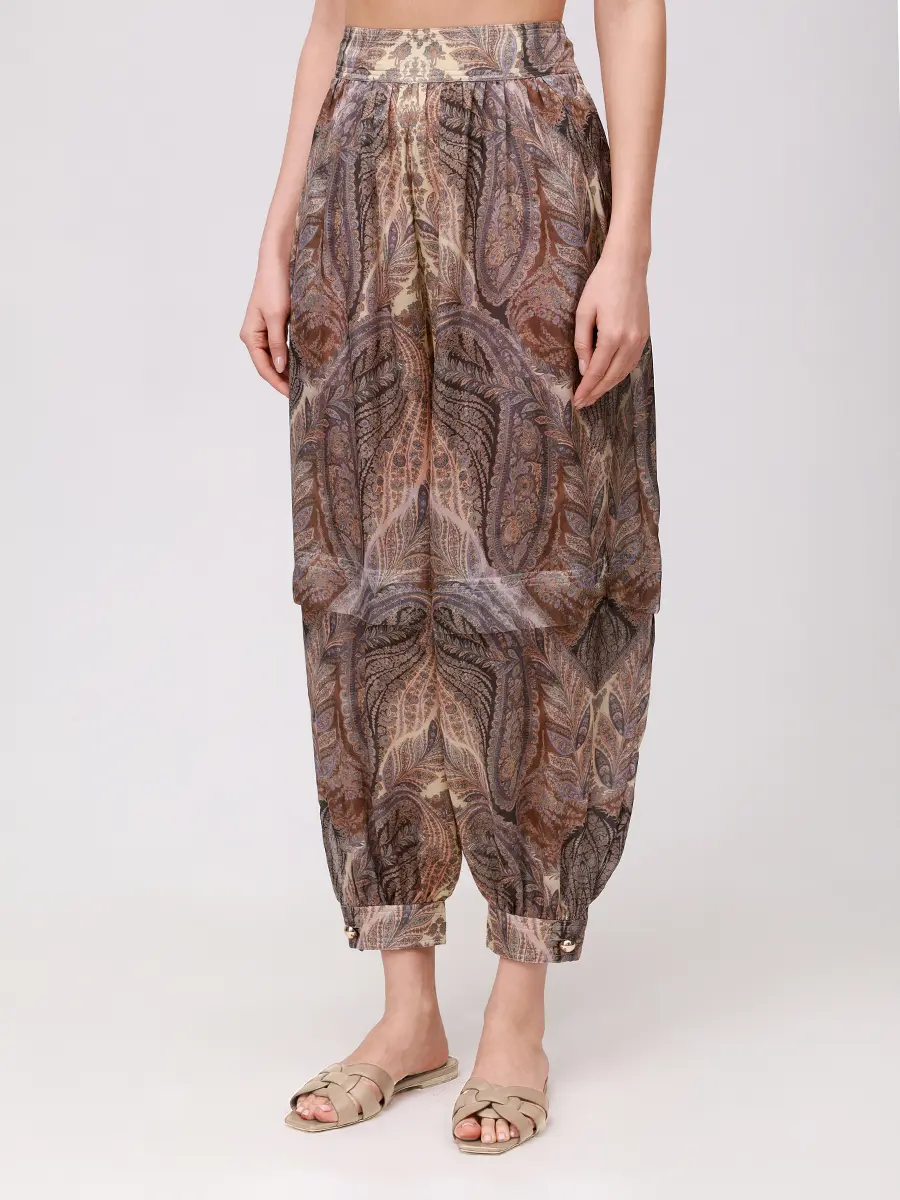 Брюки шелковые ZIMMERMANN 4843PF251/DENP Коричневый  Фото 4