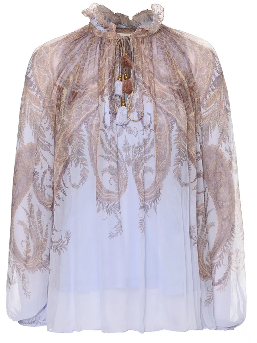 

Блуза из вискозы, Голубой, 0991TF251/LPSL