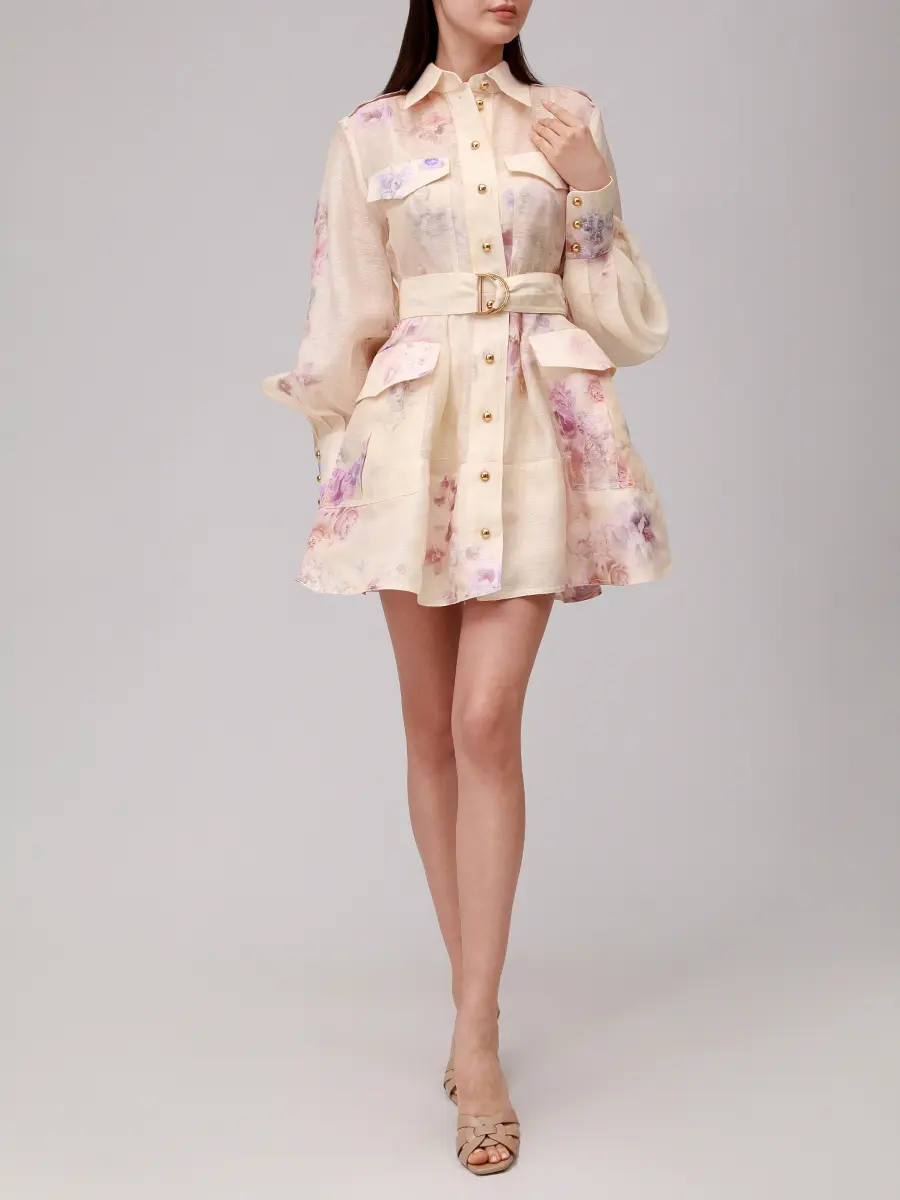 Платье из шелка и льна ZIMMERMANN 5153DF251/CRF Принт  Фото 2