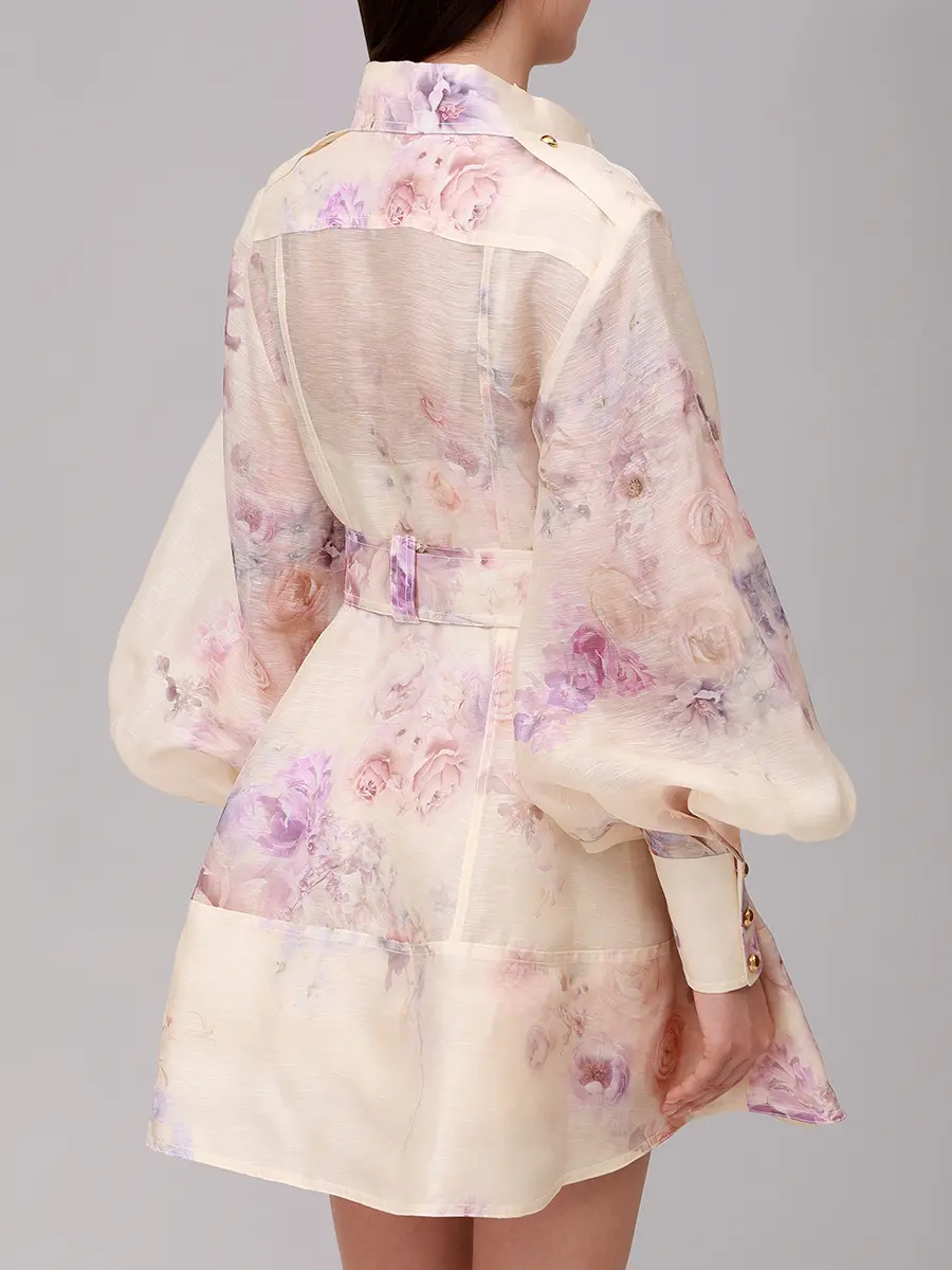 Платье из шелка и льна ZIMMERMANN 5153DF251/CRF Принт  Фото 3