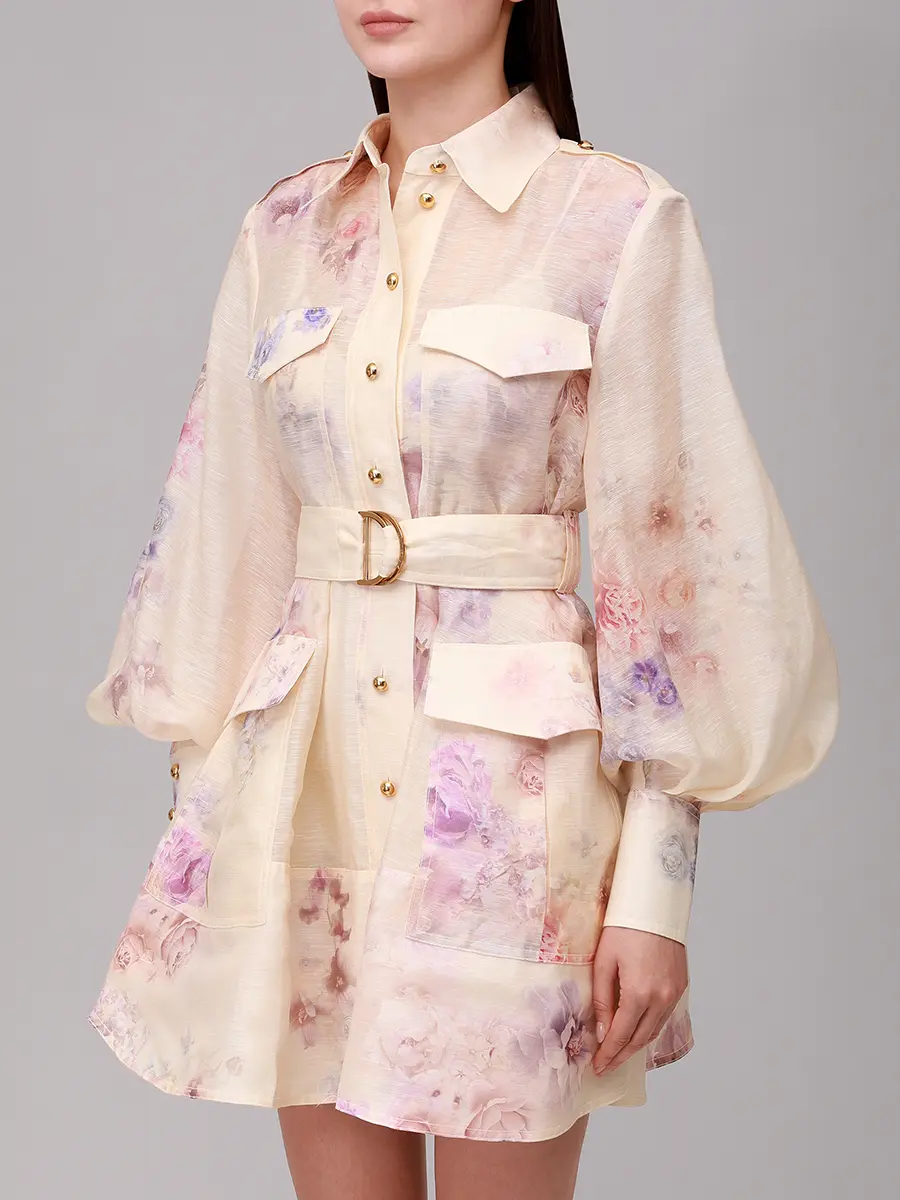 Платье из шелка и льна ZIMMERMANN 5153DF251/CRF Принт  Фото 4