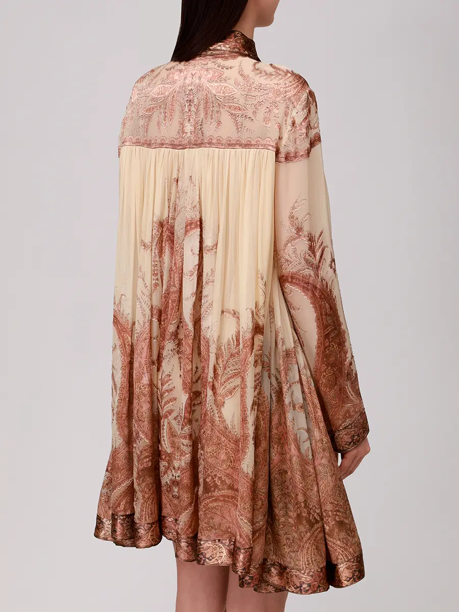 Платье из вискозы и шелка ZIMMERMANN 5072DF251/CMP Бежевый  Фото 3