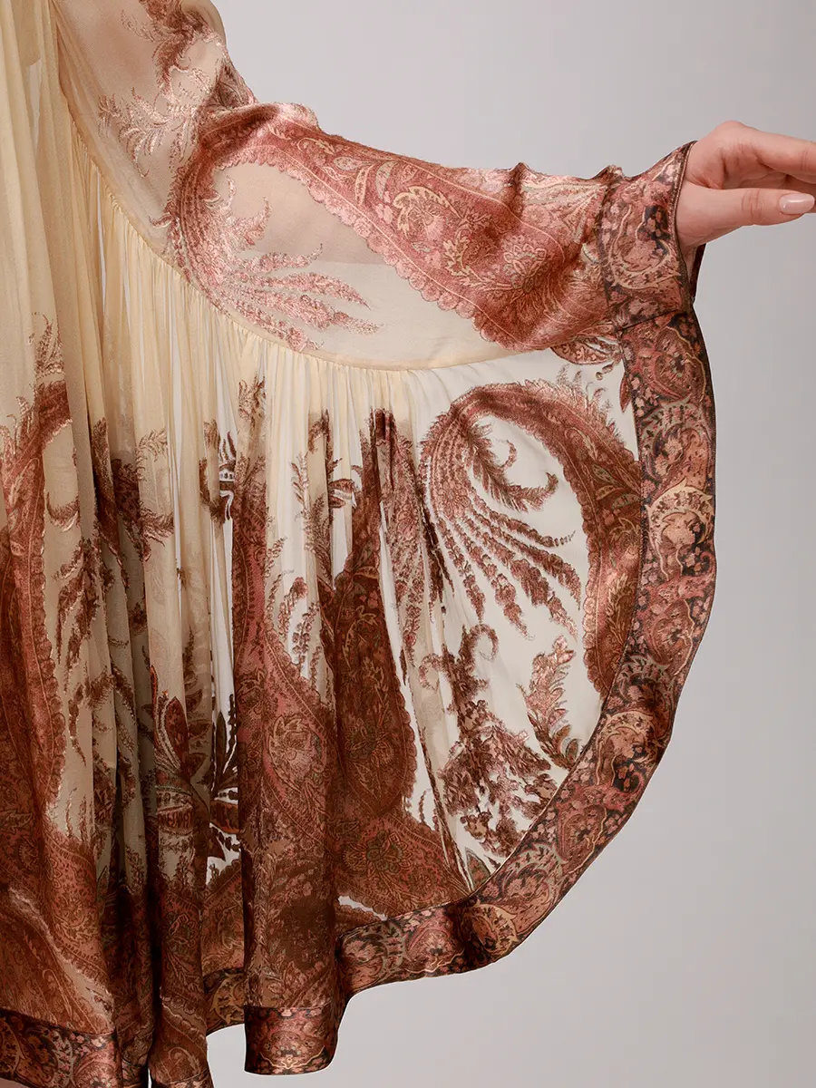 Платье из вискозы и шелка ZIMMERMANN 5072DF251/CMP Бежевый  Фото 5