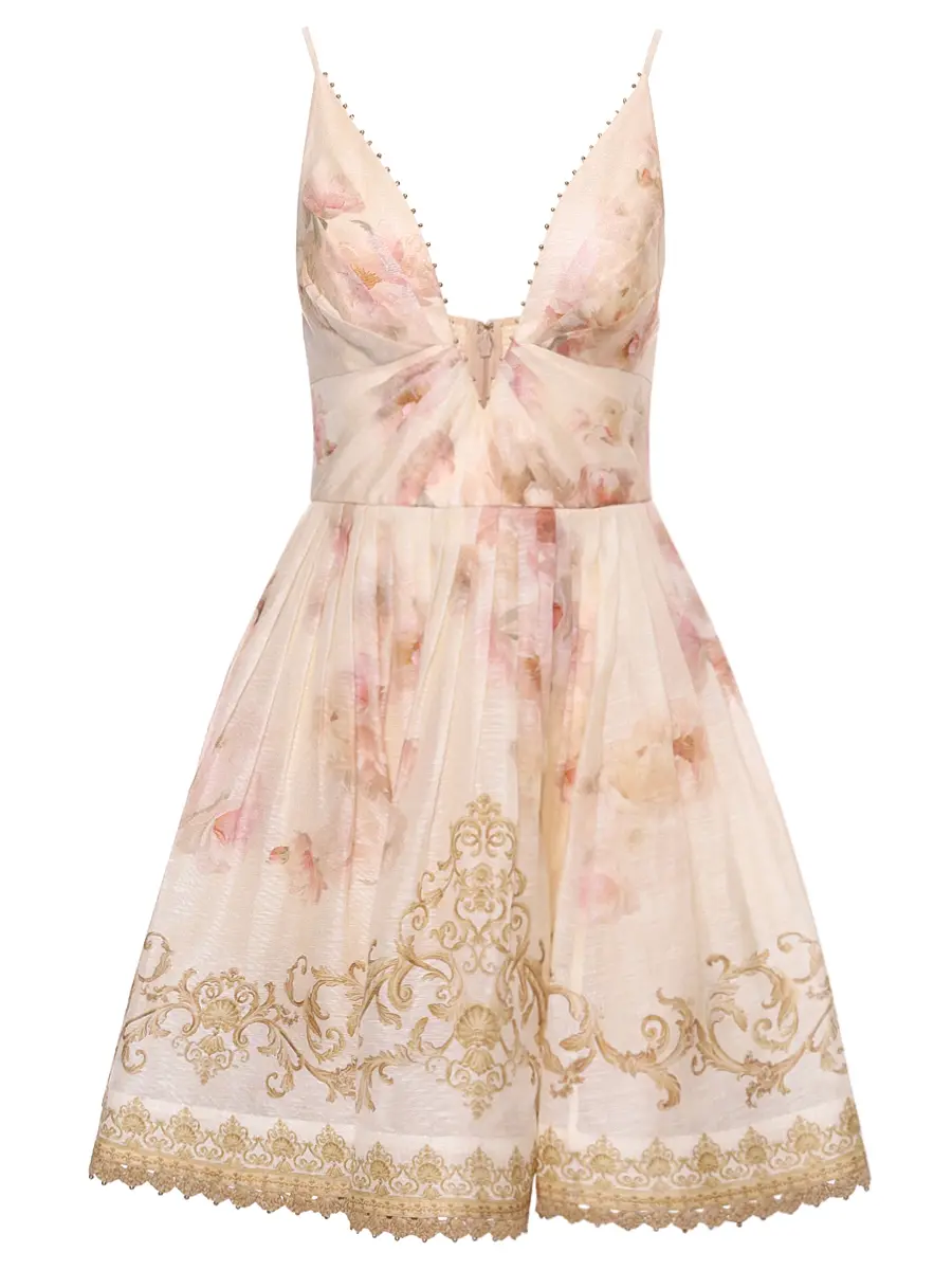 Платье из шелка и льна ZIMMERMANN 5302DF251/CPNY Цветочный принт 