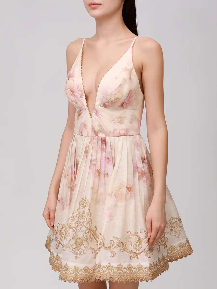 Платье из шелка и льна ZIMMERMANN 5302DF251/CPNY Цветочный принт  Фото 4