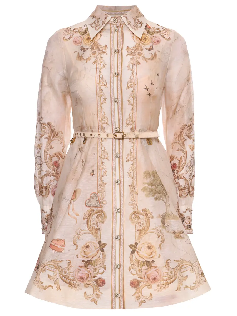 Платье из шелка и льна ZIMMERMANN 5368DF252 /MPR Бежевый 