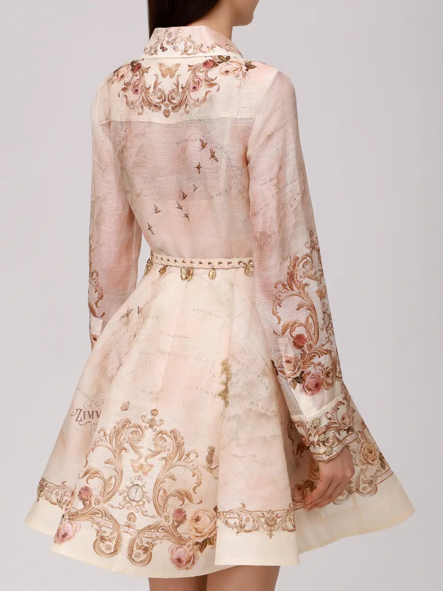 Платье из шелка и льна ZIMMERMANN 5368DF252 /MPR Бежевый  Фото 3