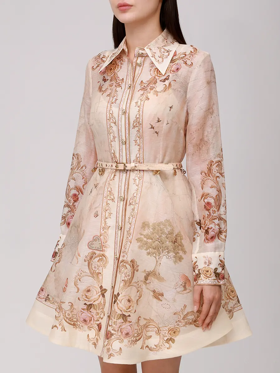 Платье из шелка и льна ZIMMERMANN 5368DF252 /MPR Бежевый  Фото 4