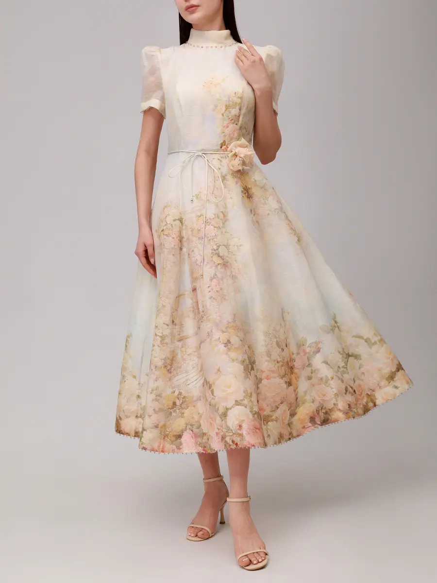 Платье из шелка и льна ZIMMERMANN 5170DF252/RARB Цветочный принт  Фото 2