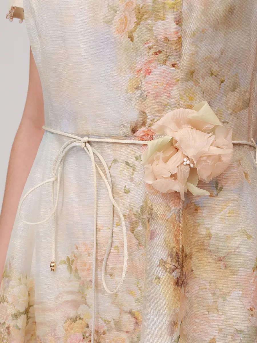 Платье из шелка и льна ZIMMERMANN 5170DF252/RARB Цветочный принт  Фото 5