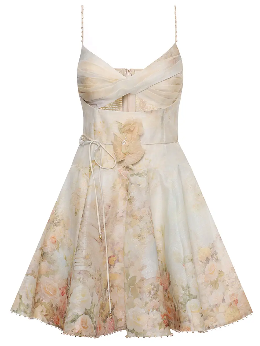 Платье из шелка и льна ZIMMERMANN 5175DF252/RARB Цветочный принт 