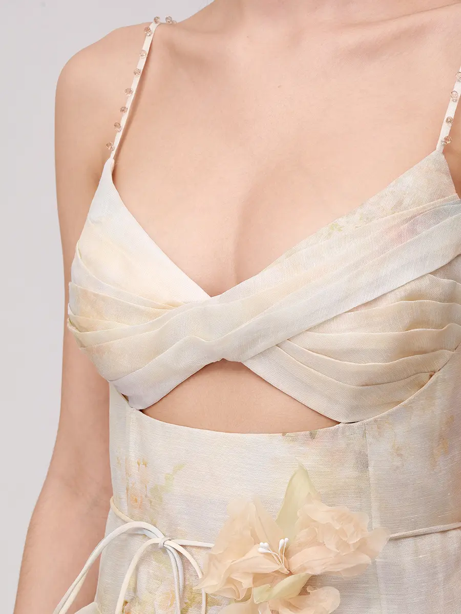 Платье из шелка и льна ZIMMERMANN 5175DF252/RARB Цветочный принт  Фото 5