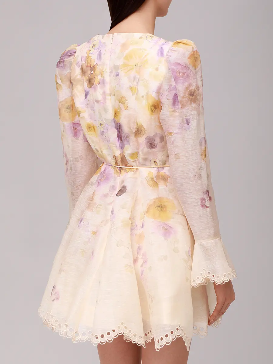 Платье из шелка и льна ZIMMERMANN 4693DF252/PSFL Цветочный принт  Фото 3