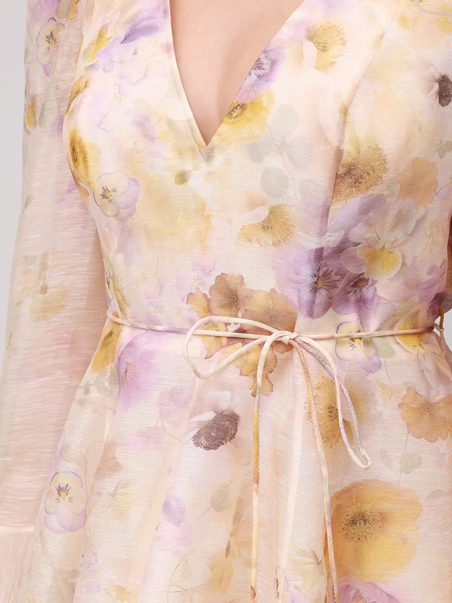 Платье из шелка и льна ZIMMERMANN 4693DF252/PSFL Цветочный принт  Фото 5