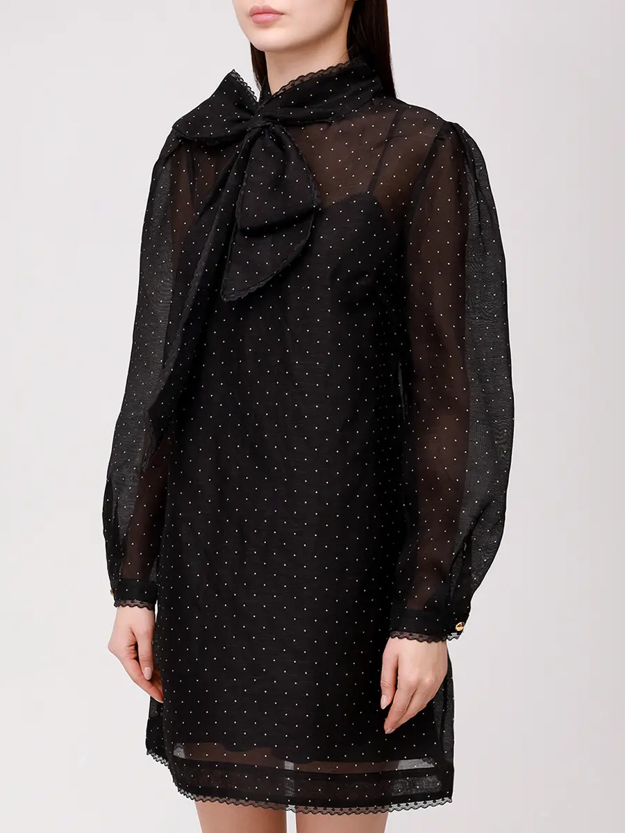 Платье из шелка и льна ZIMMERMANN 5414DF253/BDT Горох  Фото 4