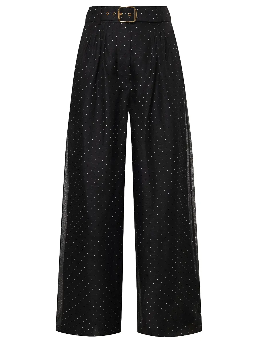 Брюки из шелка и льна ZIMMERMANN 5526PF253/BDT Горох 
