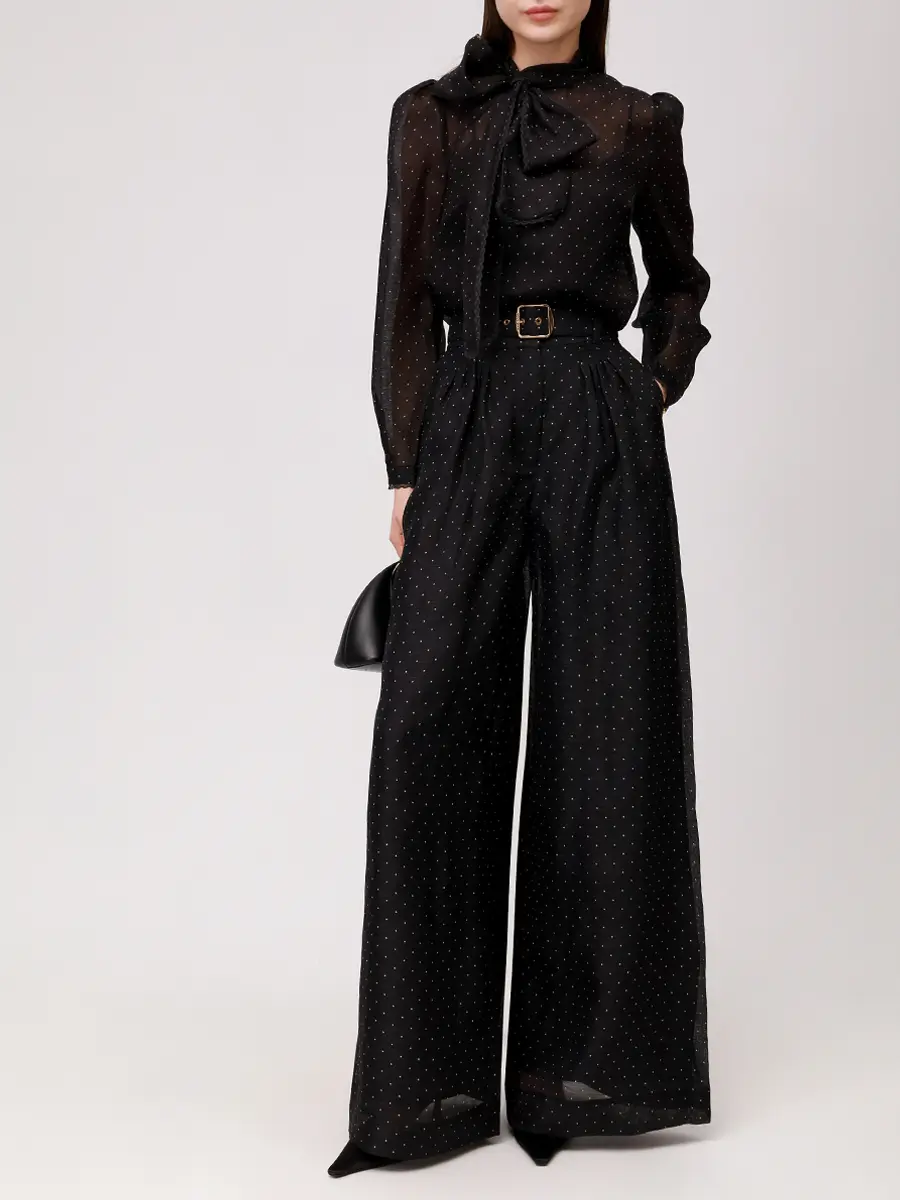 Брюки из шелка и льна ZIMMERMANN 5526PF253/BDT Горох  Фото 2