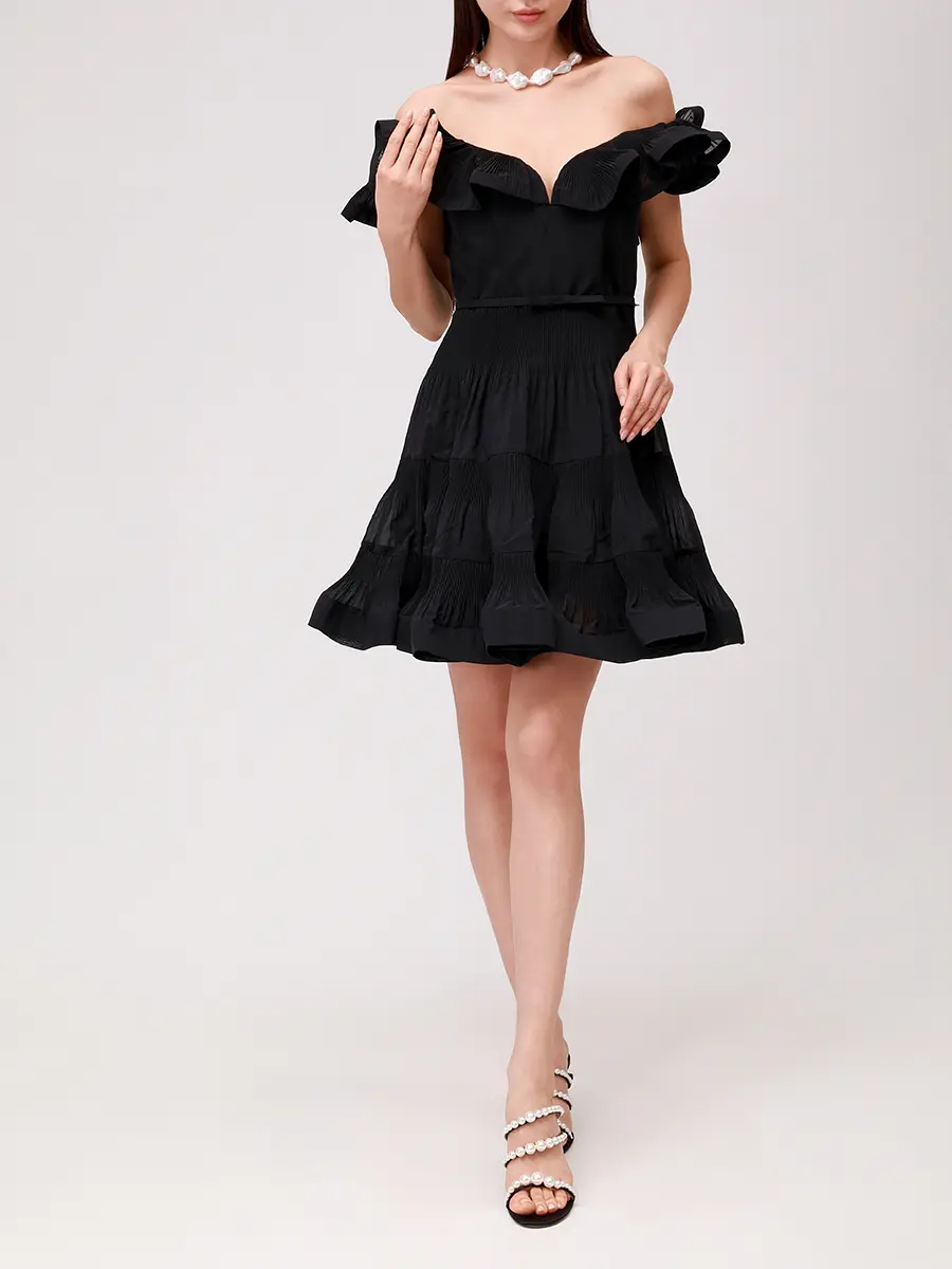 Платье однотонное ZIMMERMANN 2479DF25R/BLK Черный  Фото 2