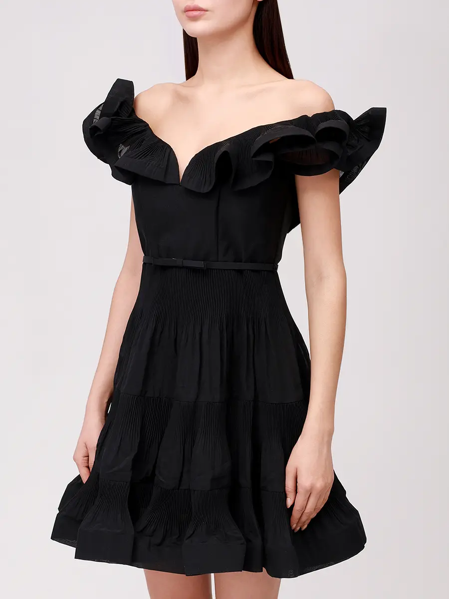 Платье однотонное ZIMMERMANN 2479DF25R/BLK Черный  Фото 4