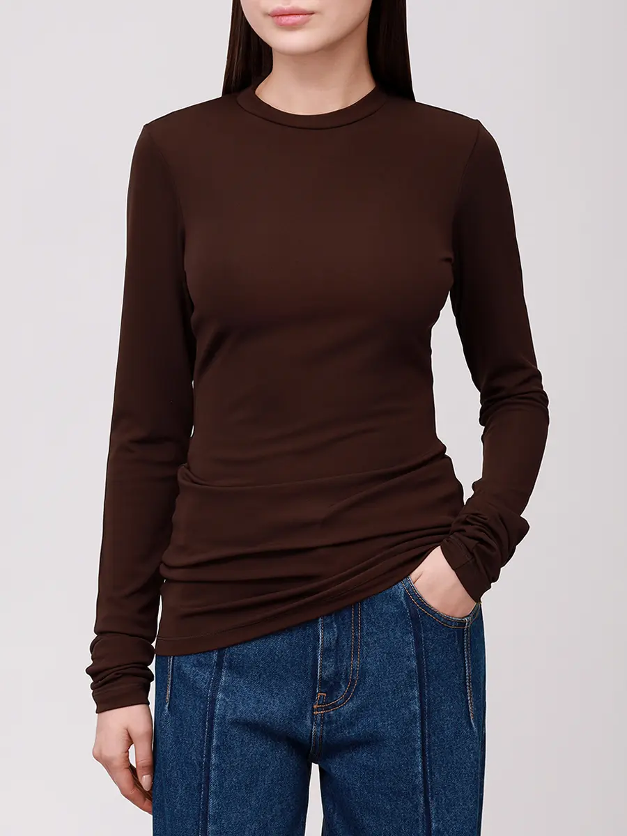 Лонгслив хлопковый DARKPARK WJE21 FAC33 Коричневый  Фото 4