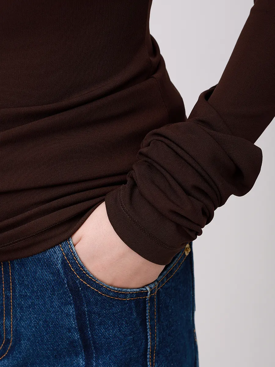 Лонгслив хлопковый DARKPARK WJE21 FAC33 Коричневый  Фото 5