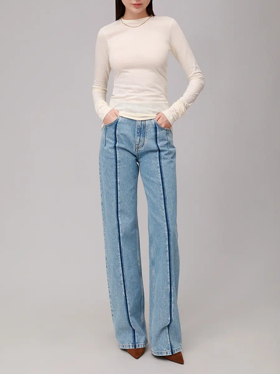 Лонгслив хлопковый DARKPARK WJE21 FAC105/0017 Кремовый  Фото 2