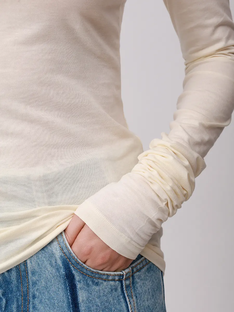 Лонгслив хлопковый DARKPARK WJE21 FAC105/0017 Кремовый  Фото 5