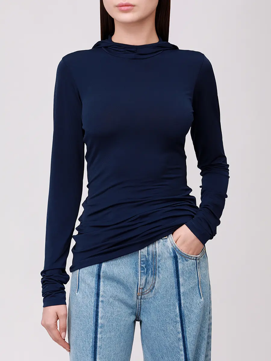 Лонгслив с капюшоном DARKPARK WJE22 FAC33 /0051 Синий  Фото 5