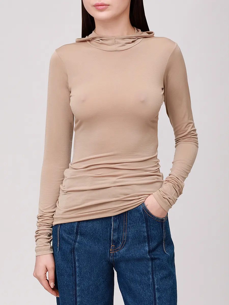 Лонгслив с капюшоном DARKPARK WJE22 FAC33 /0083 Бежевый  Фото 5