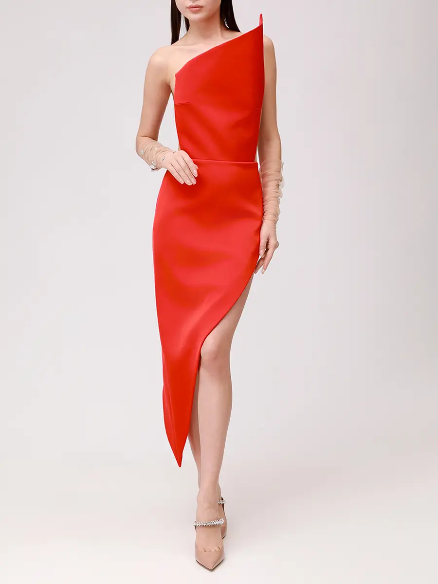 Платье однотонное DAVID KOMA PF25DK04D/RED Красный  Фото 2