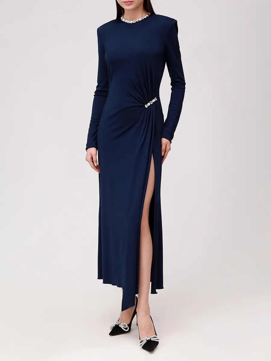 Платье из вискозы DAVID KOMA PF25DK92D/NAVY_SILVER Синий  Фото 2