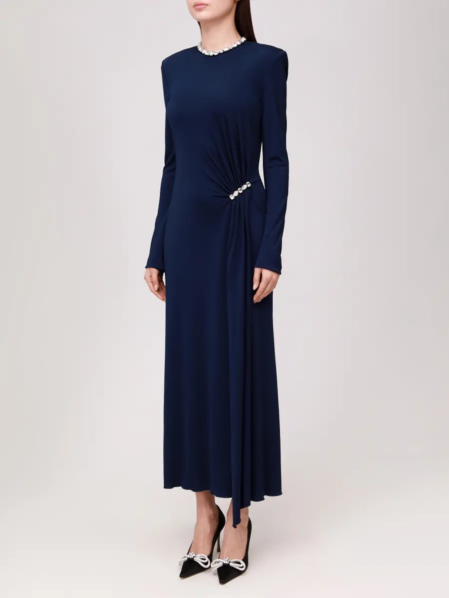 Платье из вискозы DAVID KOMA PF25DK92D/NAVY_SILVER Синий  Фото 4