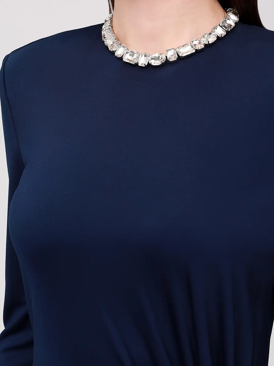 Платье из вискозы DAVID KOMA PF25DK92D/NAVY_SILVER Синий  Фото 5