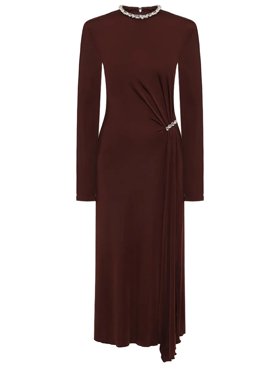 Платье из вискозы DAVID KOMA PF25DK92D/BURGUNDY_SILVER Бордовый 