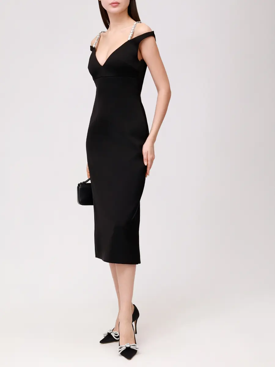 Платье однотонное DAVID KOMA PF25DK52D/BLACK_SILVER Черный  Фото 2