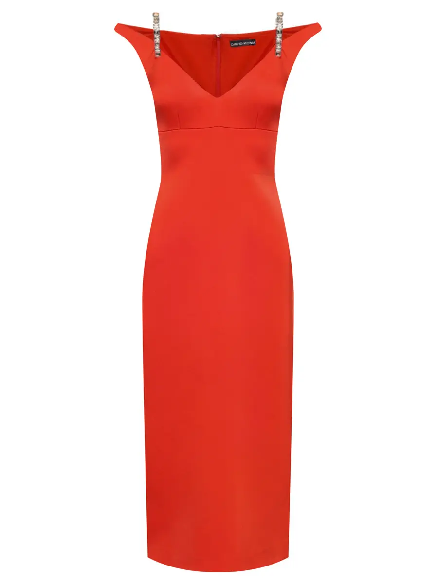 Платье однотонное DAVID KOMA PF25DK52D/RED_SILVER Красный 