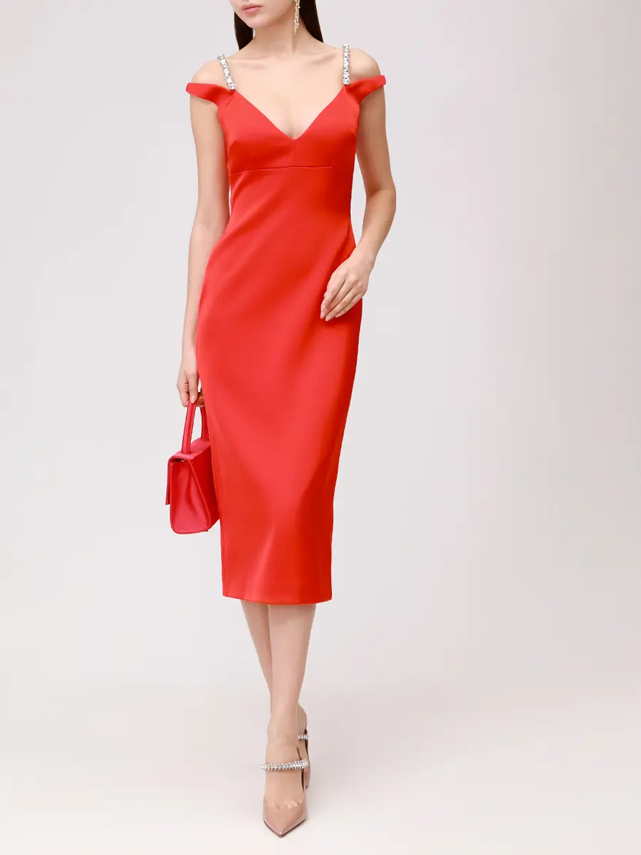 Платье однотонное DAVID KOMA PF25DK52D/RED_SILVER Красный  Фото 2