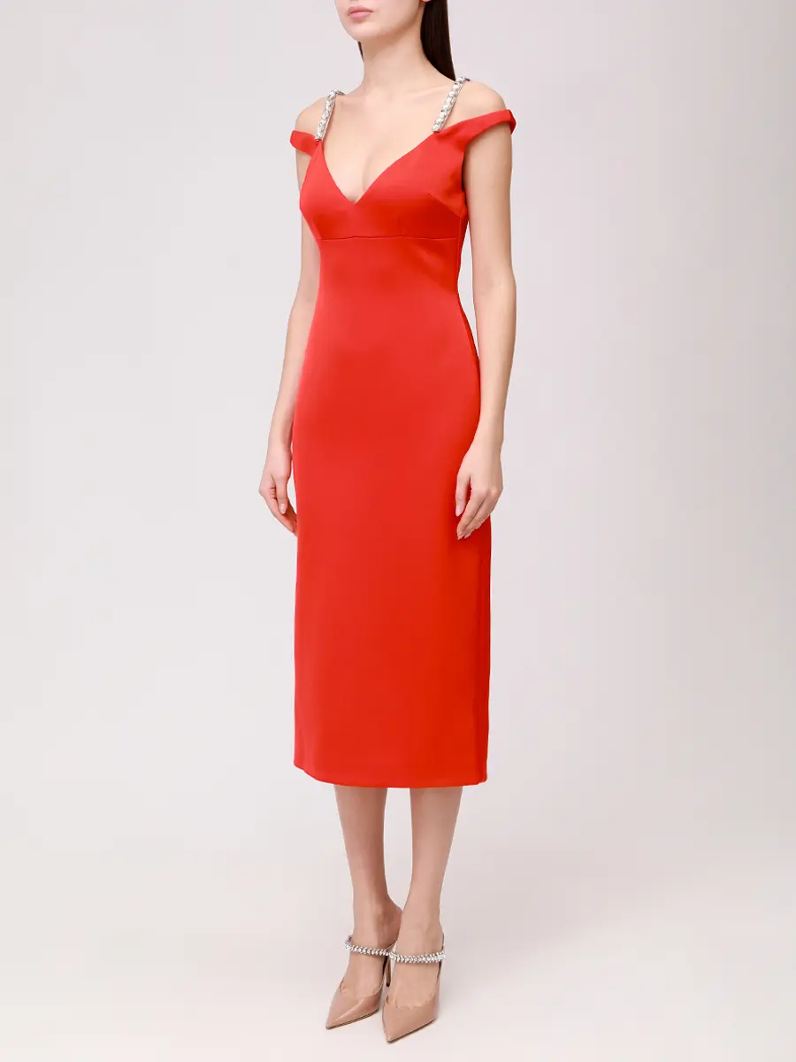 Платье однотонное DAVID KOMA PF25DK52D/RED_SILVER Красный  Фото 4