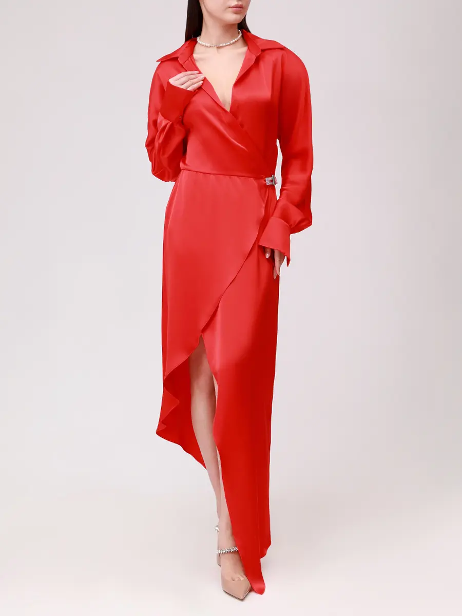 Платье однотонное DAVID KOMA PF25DK74D/RED_SILVER Красный  Фото 2