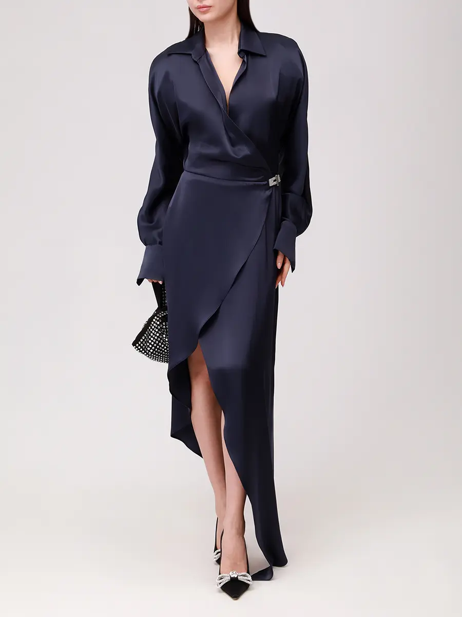 Платье однотонное DAVID KOMA PF25DK74D/NAVY_SILVER Синий  Фото 2