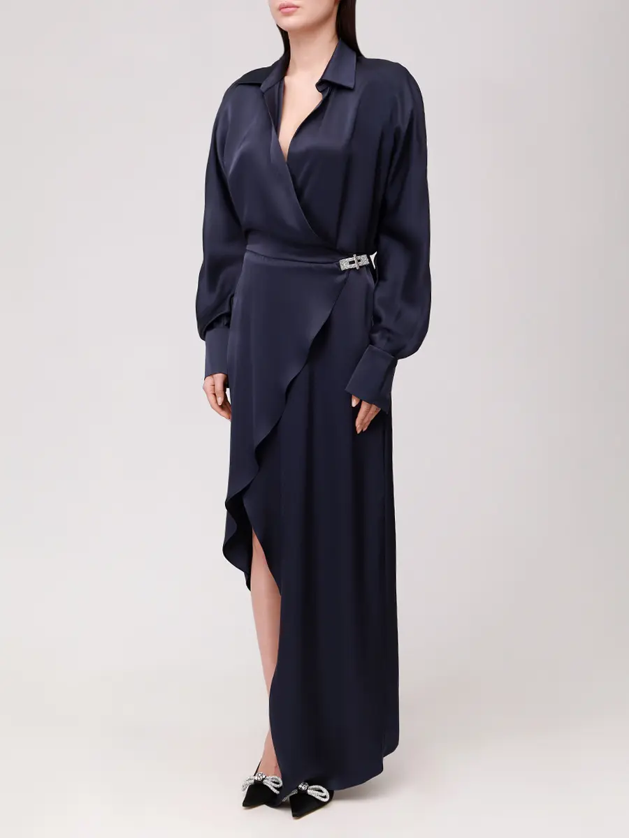 Платье однотонное DAVID KOMA PF25DK74D/NAVY_SILVER Синий  Фото 4