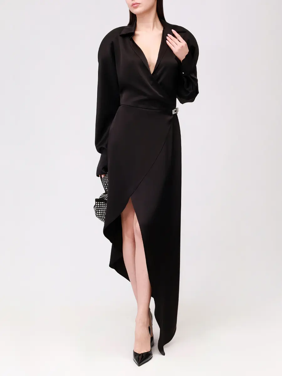 Платье однотонное DAVID KOMA PF25DK74D/BLACK_SILVER Черный  Фото 2