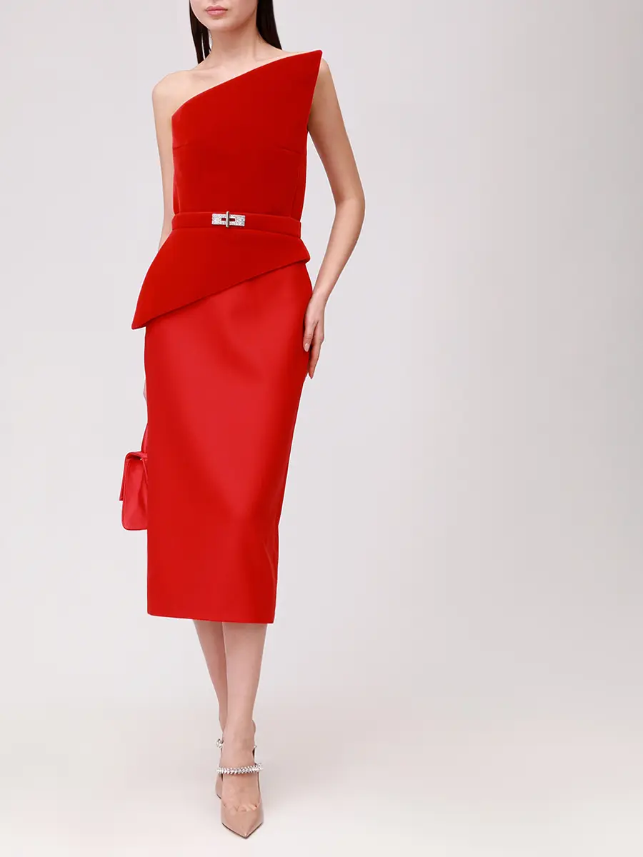 Платье однотонное DAVID KOMA PF25DK61D Красный  Фото 2