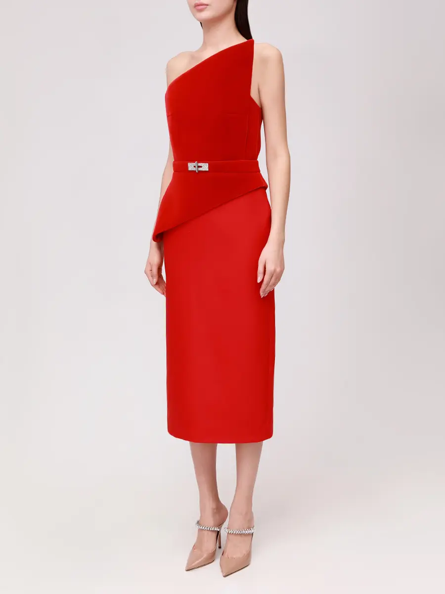 Платье однотонное DAVID KOMA PF25DK61D Красный  Фото 4
