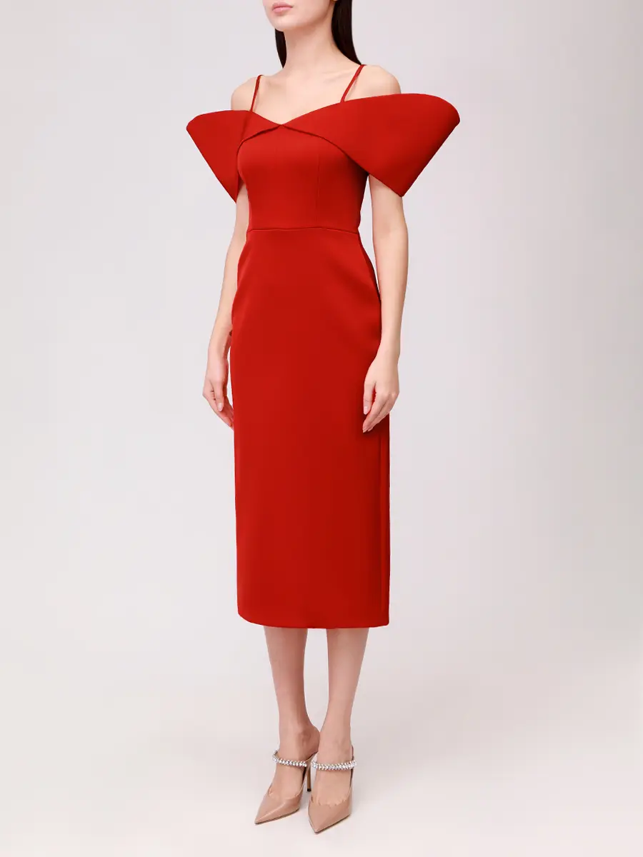 Платье однотонное DAVID KOMA PF25DK71D Красный  Фото 4