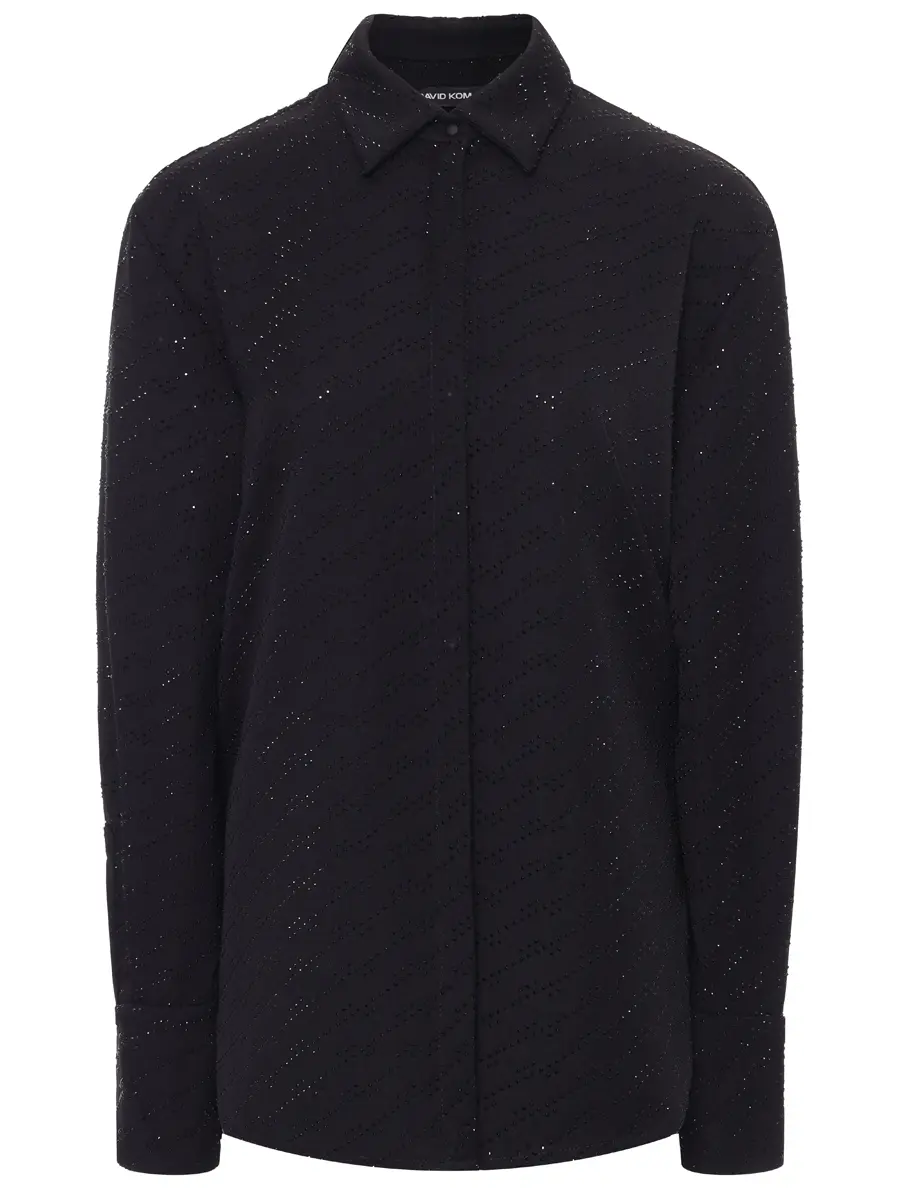 Рубашка со стразами DAVID KOMA PF25DK09/BLACK_BLACK Черный 