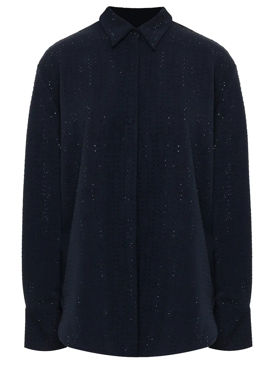 

Рубашка со стразами, Синий, PF25DK09/NAVY_BLACK