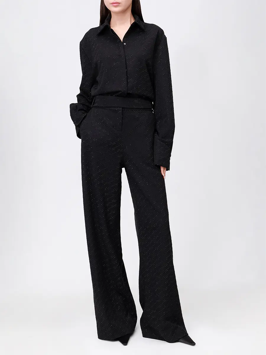 Брюки со стразами DAVID KOMA PF25DK09TR/BLACK_BLACK Черный  Фото 2