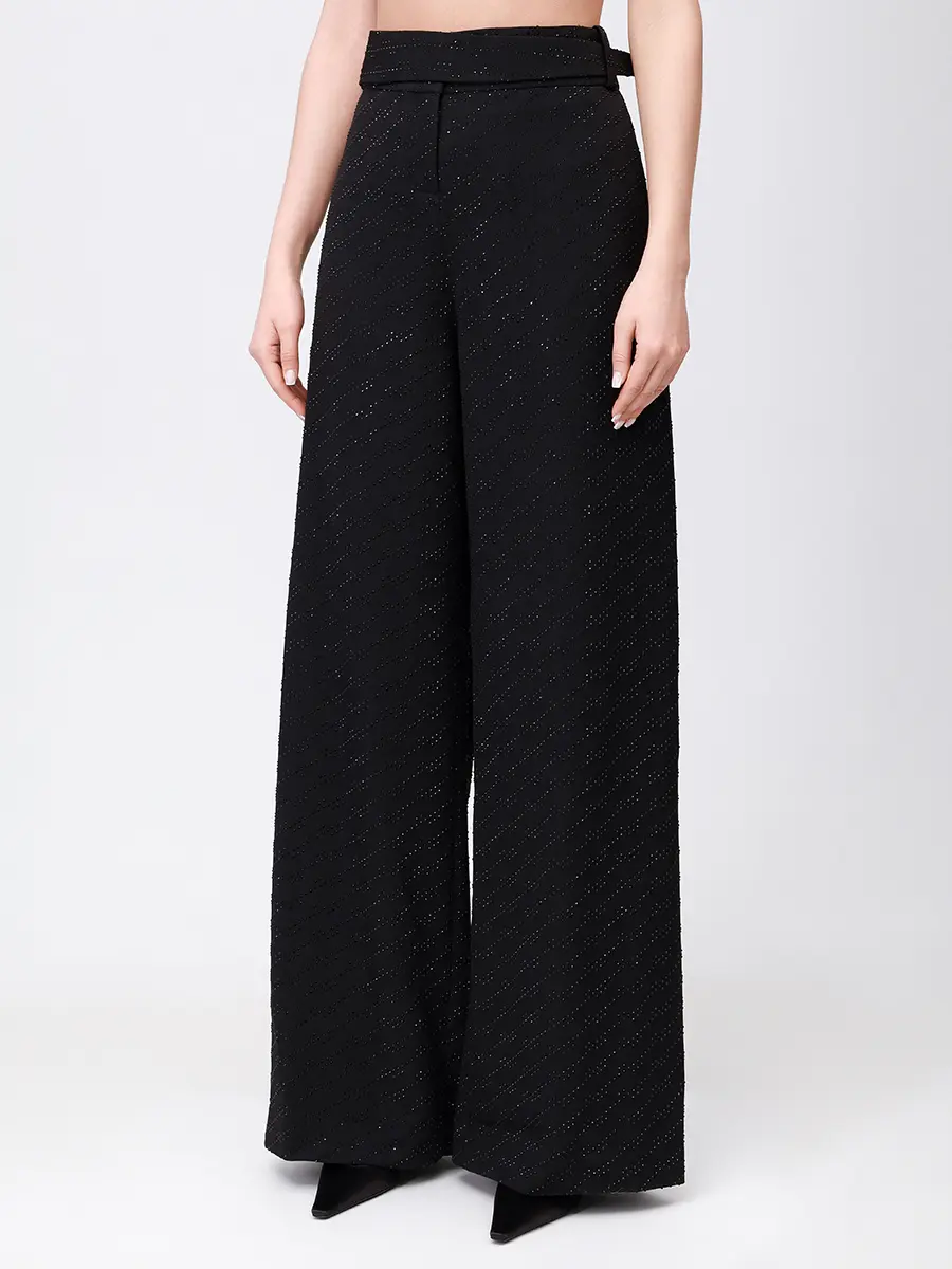 Брюки со стразами DAVID KOMA PF25DK09TR/BLACK_BLACK Черный  Фото 4