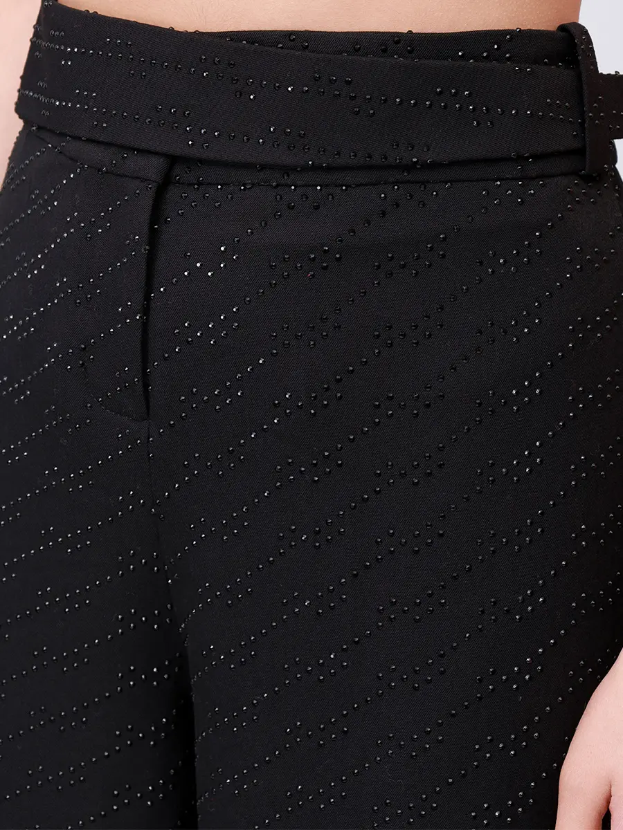 Брюки со стразами DAVID KOMA PF25DK09TR/BLACK_BLACK Черный  Фото 5